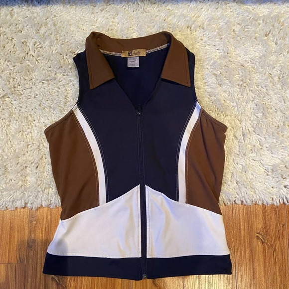 Catwalk Zip Up Collared Sleeveless Top - Picture 1 of 7